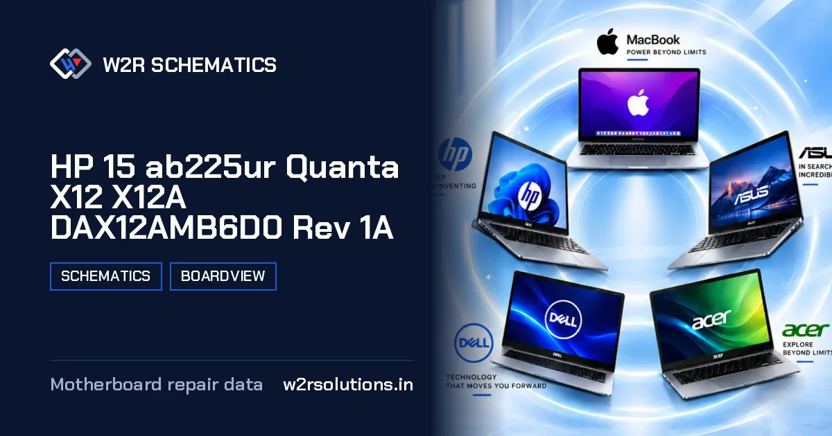 HP 15 ab225ur Quanta X12 X12A DAX12AMB6D0 Rev 1A Schematics & Boardview PCB schematics and boardview layout diagram for repair