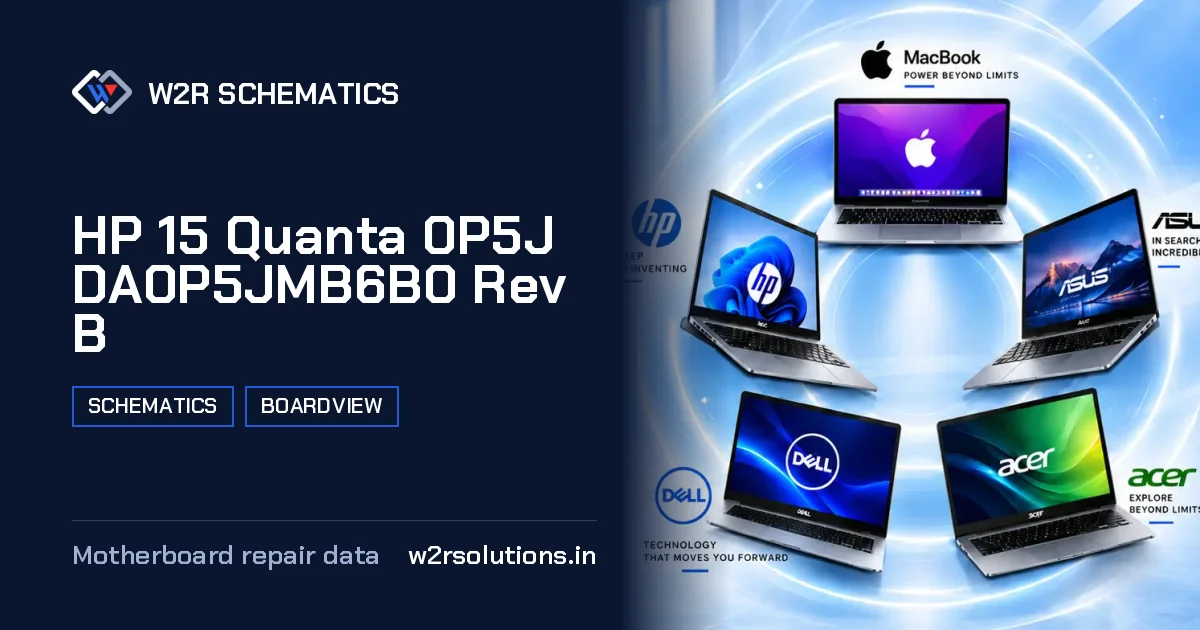 HP 15 Quanta 0P5J DA0P5JMB6B0 Rev B Schematics & Boardview PCB schematics and boardview layout diagram for repair