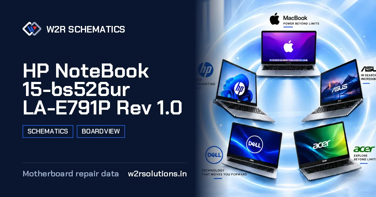 HP NoteBook 15-bs526ur LA-E791P Rev 1.0 Schematics & Boardview PCB schematics and boardview layout diagram for repair