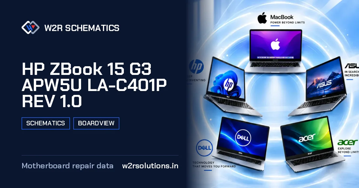 HP ZBook 15 G3 APW5U LA-C401P REV 1.0 Schematics & Boardview PCB schematics and boardview layout diagram for repair
