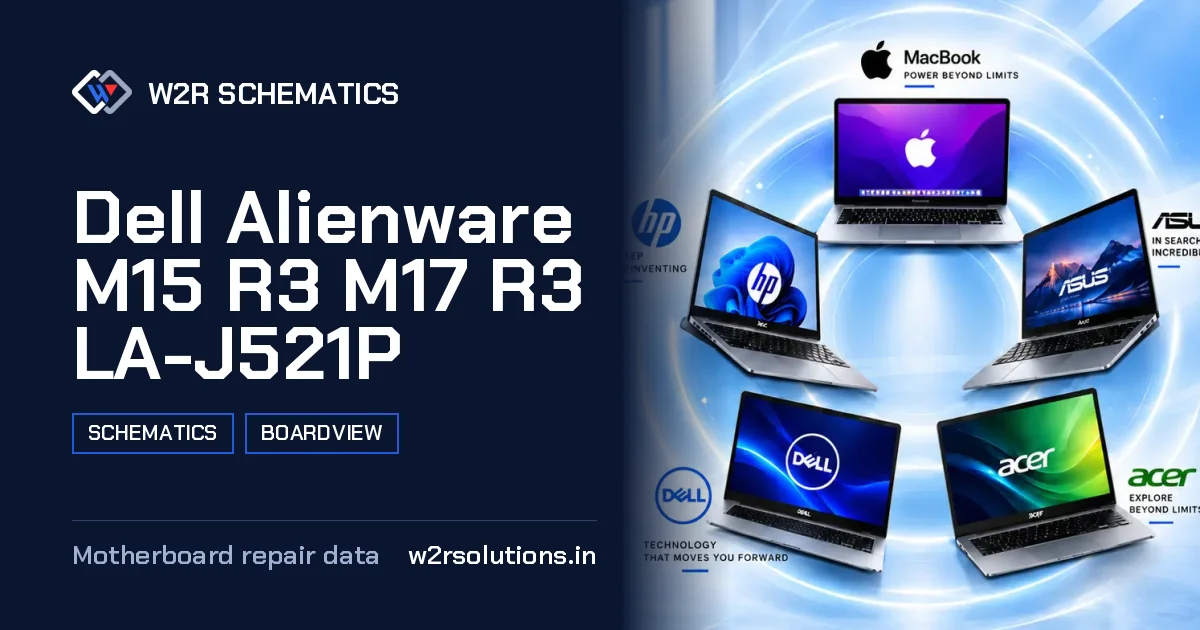 Dell Alienware M15 R3 M17 R3 LA-J521P Schematics & Boardview PCB schematics and boardview layout diagram for repair