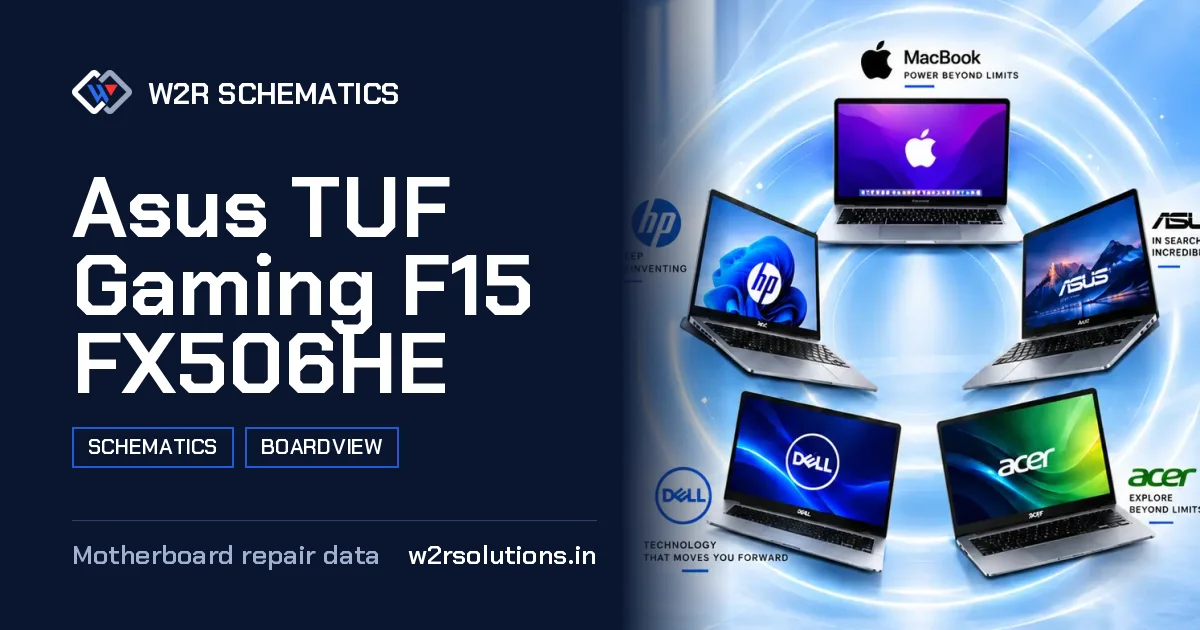 Asus TUF Gaming F15 FX506HE Schematics & Boardview PCB schematics and boardview layout diagram for repair