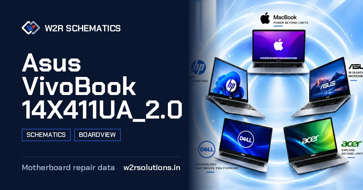 Asus VivoBook 14X411UA_2.0 Schematics & Boardview PCB schematics and boardview layout diagram for repair