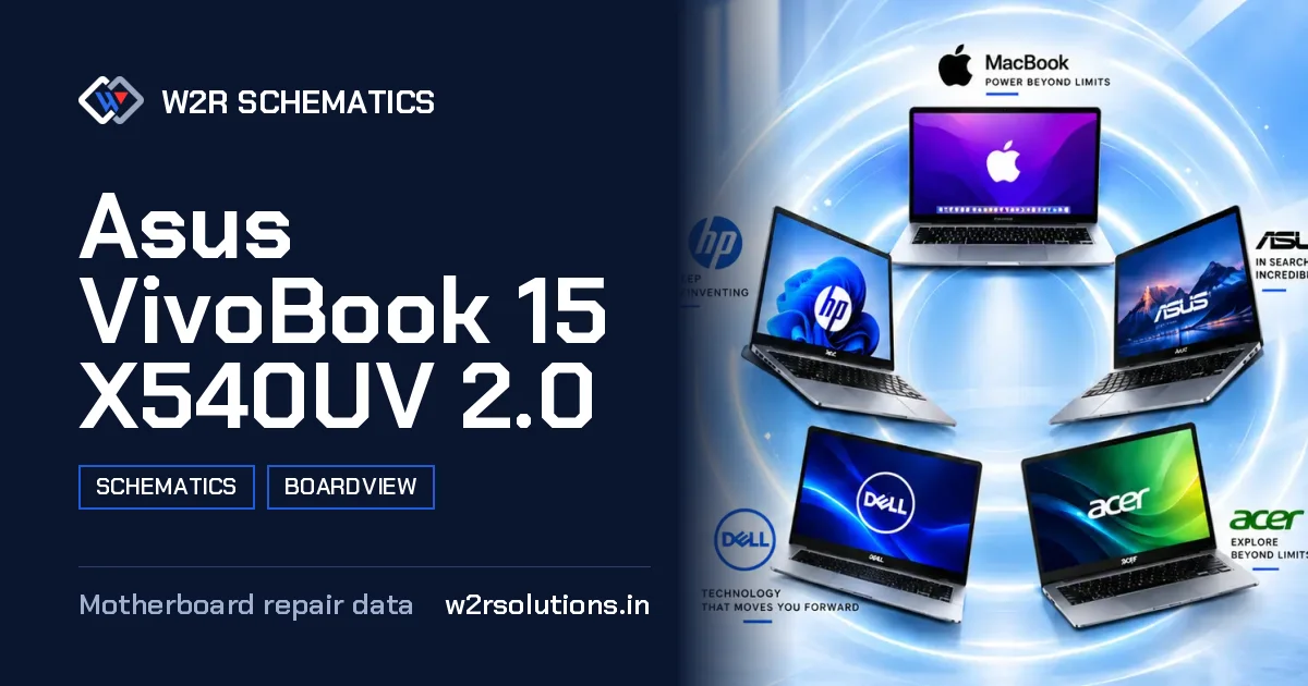 Asus VivoBook 15 X540UV 2.0 Schematics & Boardview PCB schematics and boardview layout diagram for repair