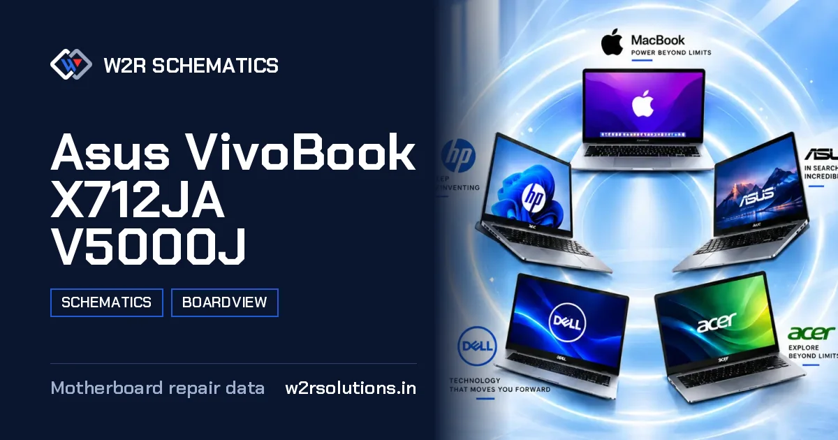 Asus VivoBook X712JA V5000J Schematics & Boardview PCB schematics and boardview layout diagram for repair