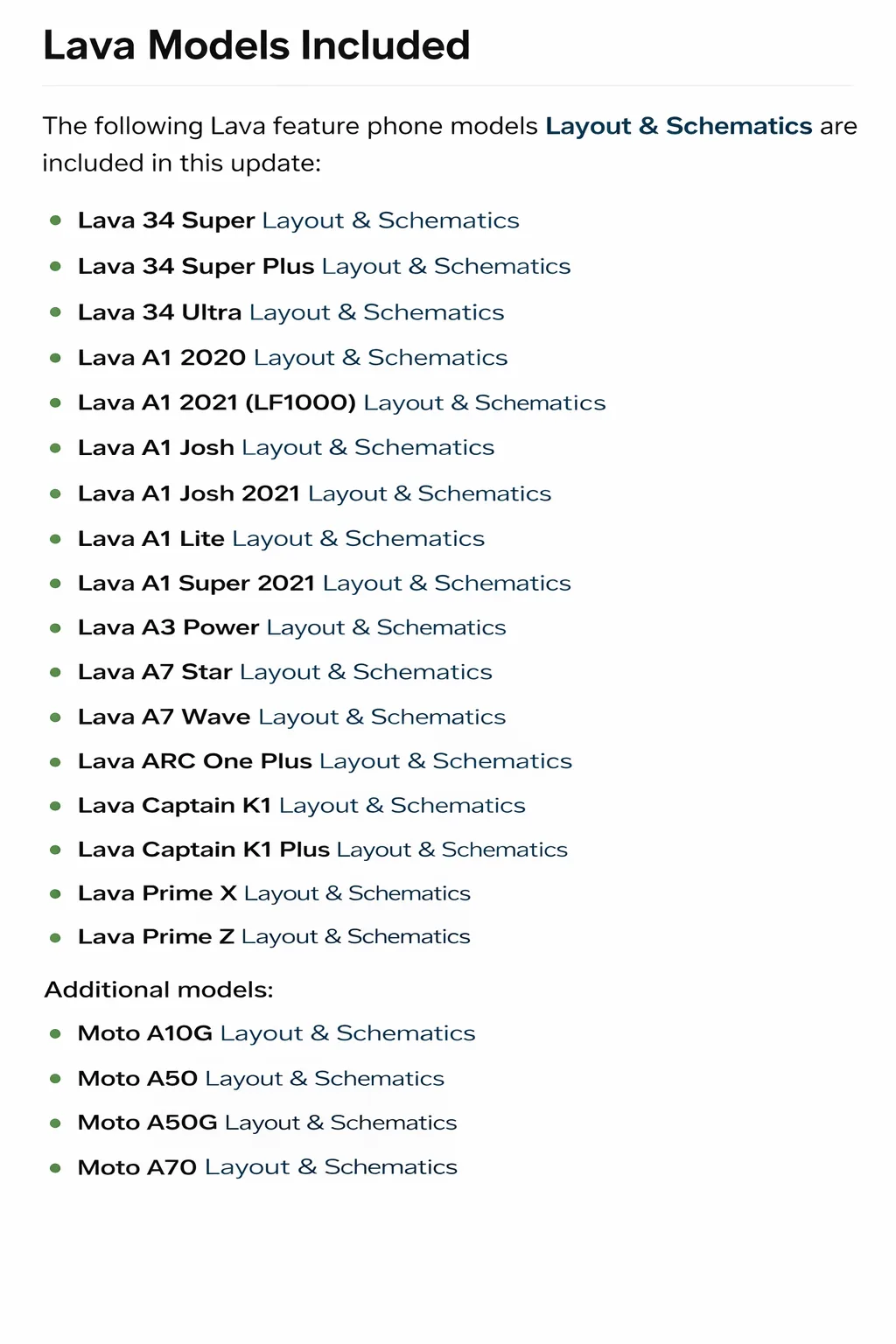 Lava Feature Phone PCB Schematics and Layout for Mobile Repair Technicians
