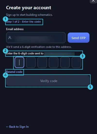Entering the six-digit code