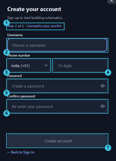 Register, step two: complete your profile