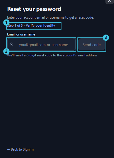 Reset your password, step one