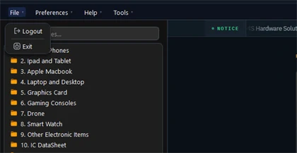 The File menu
